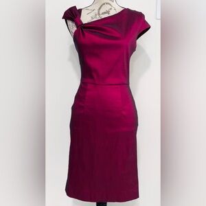 W118 by Walter Baker Fuchsia Asymmetrical Sheath Bow Accent Midi Dress Size S